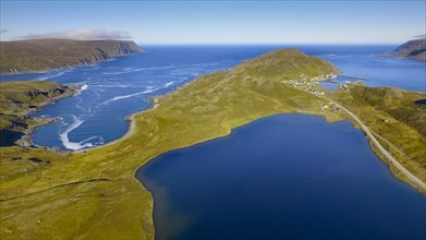 Place Skarsvag with fjords at the North Cape
