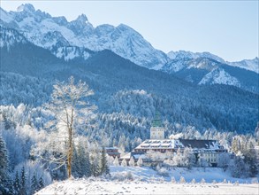 Luxury Hotel Elmau Castle in winter