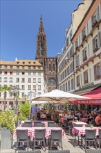 Restaurant at Place Gutenberg with view of the Strasbourg Cathedral