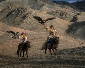 Mongolian eagle hunters. Bayan-Ulgii province