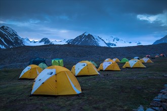 Mountaineers base camp in Altai 5 bogd mountain. Bayan-Ulgii province