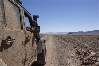 Off-road vehicle in the plateau of the Anti-Atlas