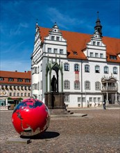 The globe in front of the city hall of Wittenberg
