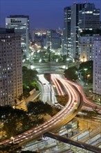 Cars line up Dr. Eusebio Stevaux Viaduct downtown Sao Paulo