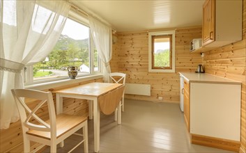 Interior view Norwegian log cabin