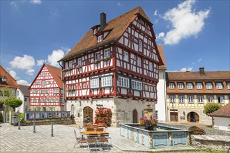 Town hall and market fountain at the market place