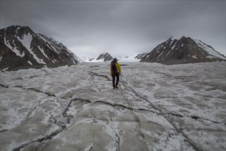 Exploring Potanin glacier in Altai 5 bogd mountains. Bayan-Ulgii province. Mongolia