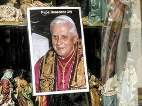 Poster of Pope Benedict XVI in a souvenir shop