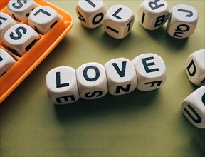 Dice with text love