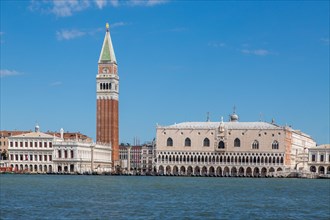 View over Bacino di San Marco to Venice with Campanile di San Marco and Doge's Palace