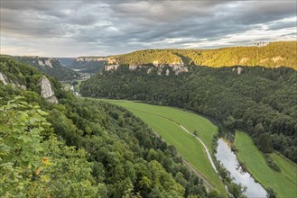 Evening atmosphere with clouds and a view of the Upper Danube Valley from Eichfelsen