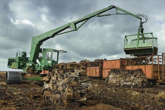 Piled up peat sods in the bog