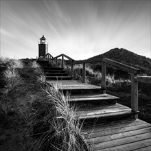 Lighthouse cross light in black and white near Kampen on Sylt