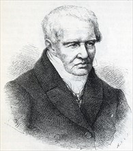 Alexander von Humboldt. Historical illustration from Otto von Leixner: Illustrated history of German literature. Leipzig and Berlin 1880