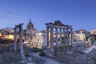 View of the Roman Forum at night