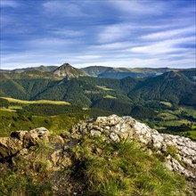 View on mountains Puy Griou and Monts du Cantal