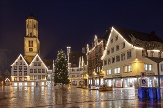 Martkplatz with Christmas tree and Christmas lighting