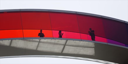 Visitors in the panorama corridor with red windows