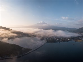 Aerial view of Lake Kawaguchiko