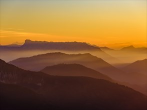 Mountain silhouettes at dusk