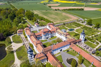 Aerial view Baroque castle Fasanerie with castle garden