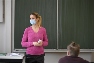 Teacher with face mask