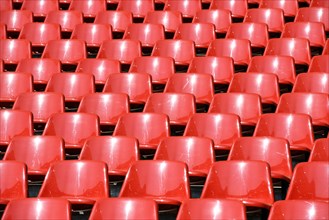 Red seat shells in the Rhein Energie Stadium