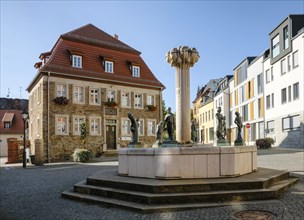 Fountain for miners by sculptor Wolfgang Dreysse and the Old Mining School