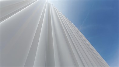 Modern white facade of corrugated acrylic glass