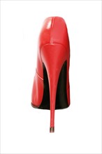 Extremely high red stiletto shoe