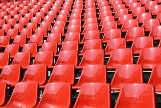 Red seat shells in the Rhein Energie Stadium