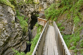 Wooden footbridge through the Gorner Gorge