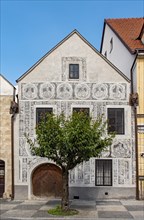 House with sgraffito covered facade in Slavonice