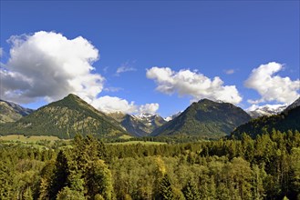 Panoramic view to the mountains near Oberstdorf