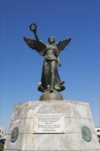 Bronze statue in remembrance of the Second World War soldier and civilian victims between 1943 and 1945 in town of Rhodes