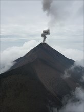 Smoke spitting volcano
