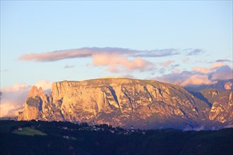 Mountain massif Schlern in the evening light
