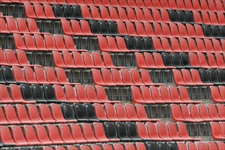 Black and red seat shells in the BayArena