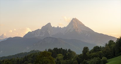 View of the Watzmann from the high valley at sunset