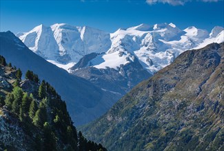 Piz Palue and Bellavista above the Bernina Valley