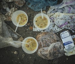 Rice soup for refugees in the camp Idomeni