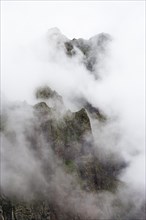 Foggy rocks of the Teno Mountains near the mountain village Masca