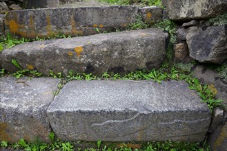 Snake representation on a step in the ruins of Chavin de Huantar