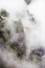 Foggy rocks of the Teno Mountains near the mountain village Masca
