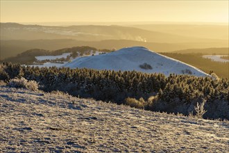 Panoramic view from Wasserkuppe in west direction in winter