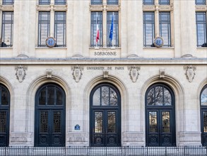 Facade and entrance to the Sorbonne University building