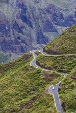Serpentine road in the Teno Mountains near the mountain village Masca