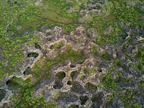 Aerial view of the lava field Dimmuborgir