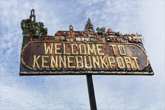 Welcome sign at the entrance of the town