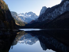 Reflection of Dachstein and glacier in Gosausee